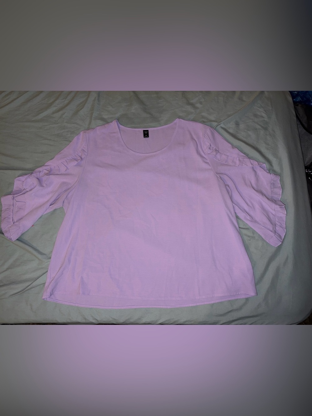 Lavender Ruffle Sleeve Long Sleeve Blouse